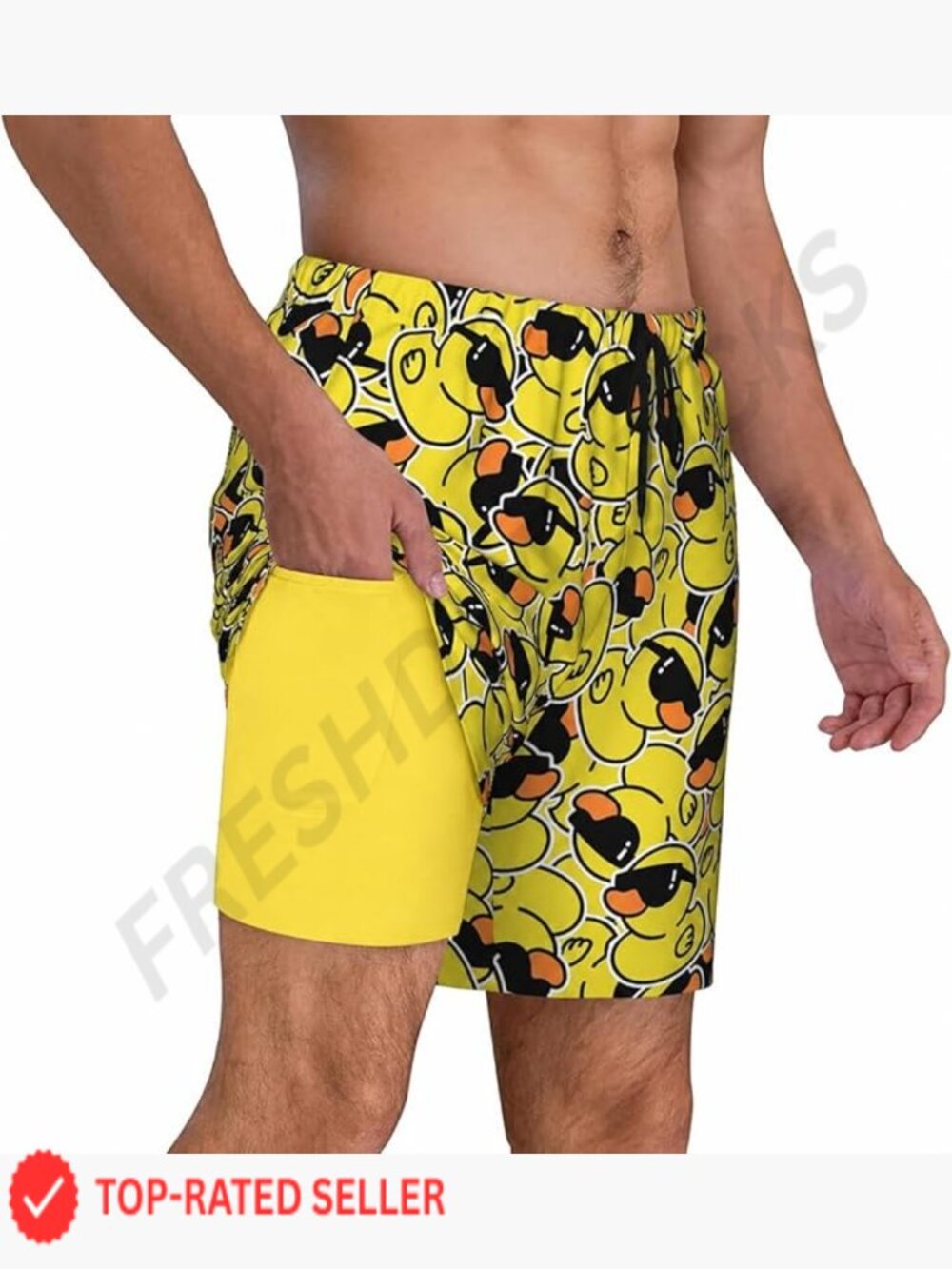 Swim Trunks with Compression Liner 2 in 1 Quick Dry 7 Inch Board Shorts with